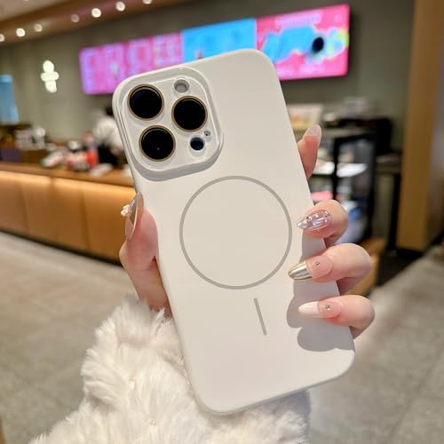 Coque antichoc iPhone 14 Pro blanche protégeant objectif et chargeur induction