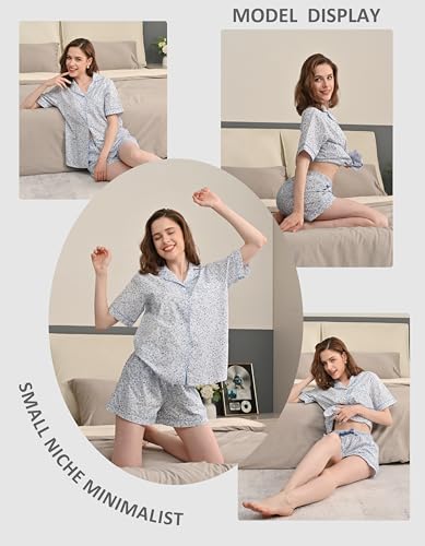 Image of NAP BOUND 100% Cotton Pajamas for Women 2 Piece PJs Set Long Sleeve Button Down Breathable Woven Sleepwear Loungewear XS-XXL