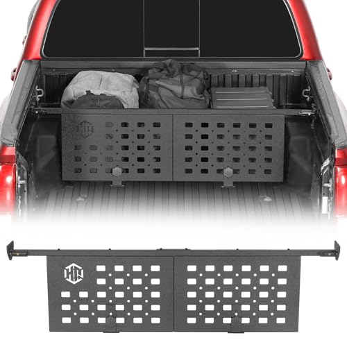Hooke Road Tacoma Truck Bed Divider Cargo Manager MOLLE Panel for 2005-2023 Toyota Tacoma, Adjustable Quick-Lock Movable Bed Organizer Management Rack, No-Drill Install