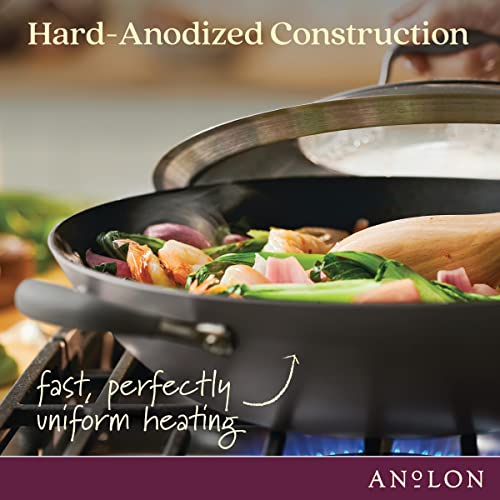 Anolon Advanced Home Hard Anodized Nonstick Wok/Stir Fry With Side Handles And Lid, 14 Inch, Moonstone #TOP4