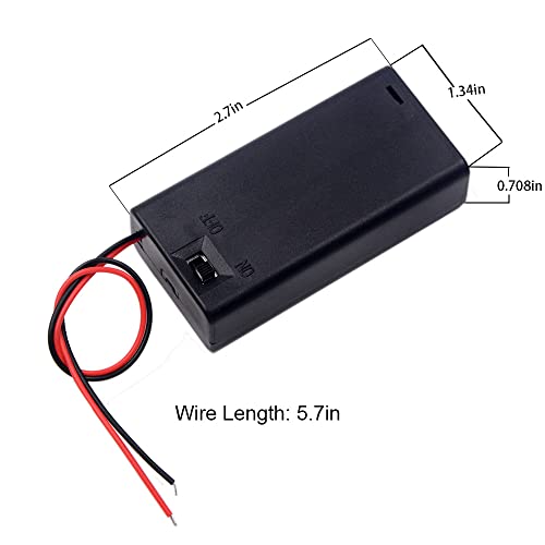 LAMPVPATH 5Pcs 2 AA Battery Holder with Switch, 2X 1.5V AA Battery Holder Case with Wire Leads and ON/Off Switch(5 Pack)