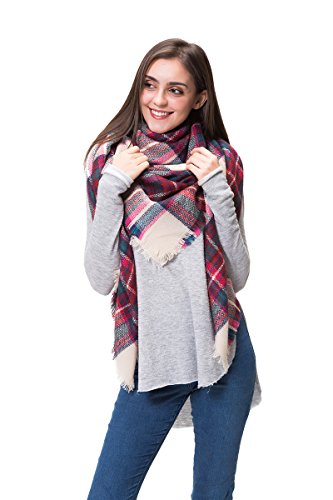 Lemef Bufanda Cálida de Tartán de Moda para Mujer Chal Grande Elegante Hermoso Envuelto de Plaid