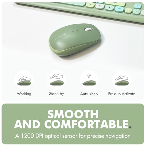 X9 Green Keyboard and Mouse Combo - 2.4G Wireless Connectivity - Transform Your Space with a Cute Wireless Keyboard and Mouse Retro Set - Colorful Keyboard and Mouse - Aesthetic Keyboard