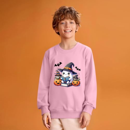 Halloween Cute Sweatshirts For Kids Spooky Season Ghost Funny Sweatshirt Crew Neck Long Sleeve Tops Cute Spooky Outfit2