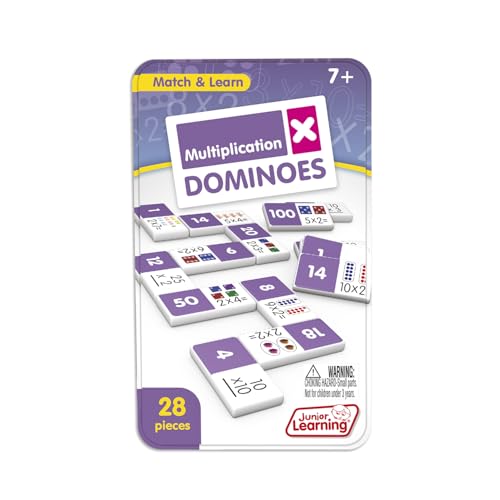 Image of Junior Learning Multiplication Dominoes Game Set, 28 Pieces, Ages 7-9, Math Skills, Grade 2-3