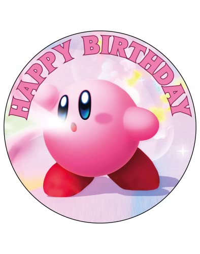 Décoration de gâteau ronde comestible d'anniversaire motif héros étoile rose 19 cm