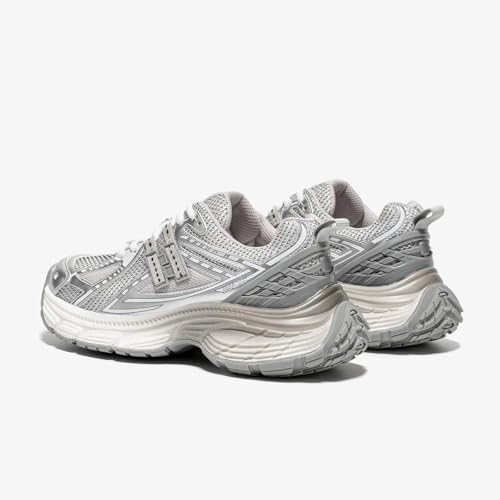 Image of BEAU TODAY Chunky Sneakers for Women, Womens Fashion Sneakers, Lightweight Leather Sneakers for Women, Comfortable Casual Lace-Up Breathable Dad Shoes