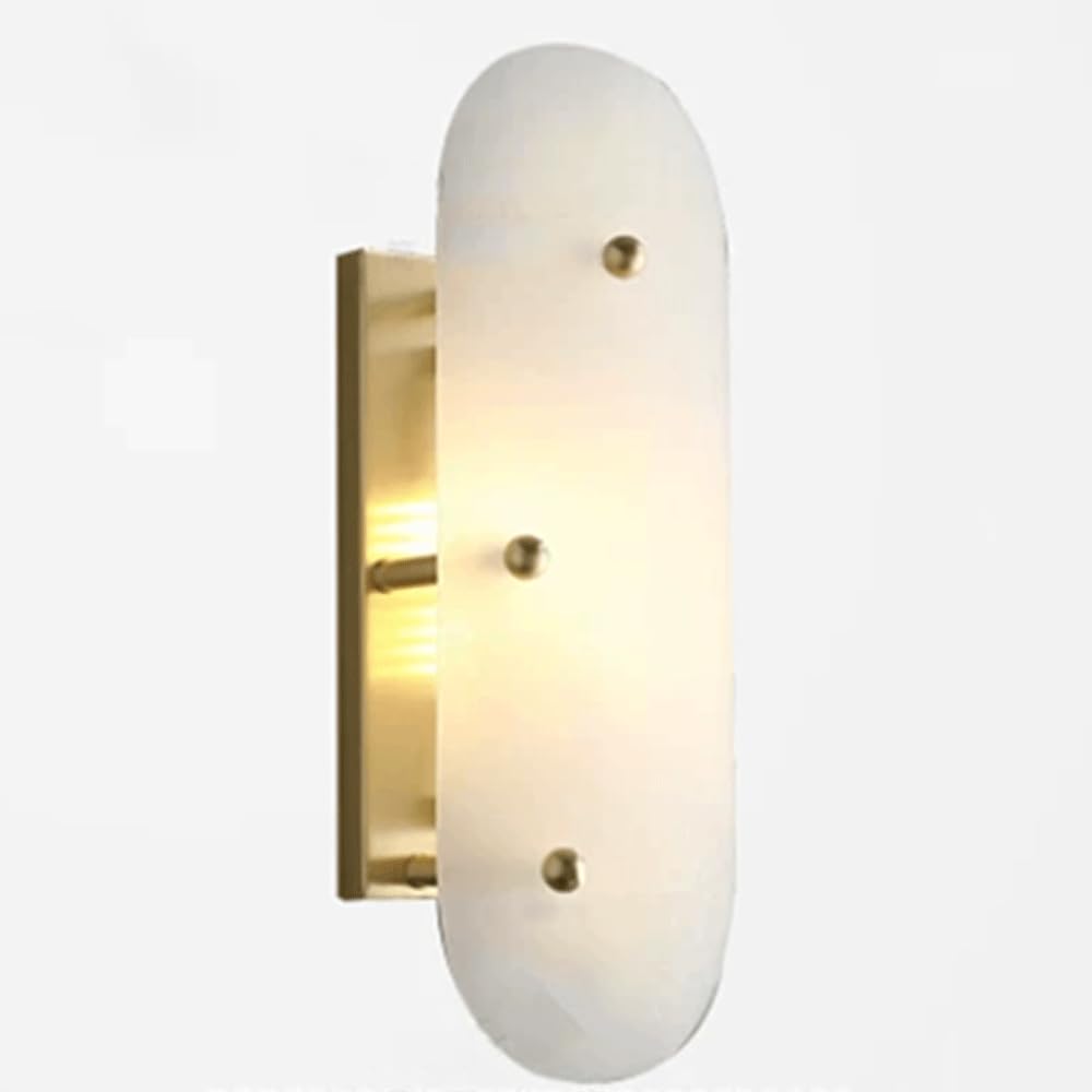 SHUANGZ Modern Corridor Golden Wall Lamp Nordic Modern Style Wall Sconces Natural Marble Wall Mounted Lamp Hardwired Wall Light Fixtures for Living Room Background Cloakroom Decorative Lighting