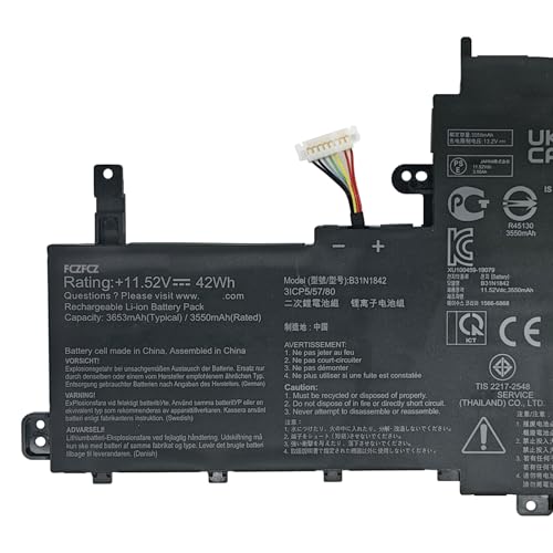 Image of B31N1842 Battery 42Wh 3653mAh Replacement for ASUS VIVOBOOK S15 K531FA K531FL S5500FL V531FA V531FL X513IA X531FA X531FA-2E X531FA-2S X531FL Series 3ICP5 /57 /80 0B200-03440000 11.52V 3-Cell