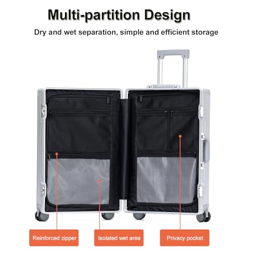 Hardside Luggage, BSX100 All Aluminum Suitcase, Dry and Wet Separation, with TSA Lock, 360° Double Spinner Wheels, Aluminium Frame with 180° Rebound Handle, Waterproof and Durable4