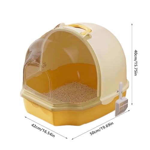 Arenero para gato cerrado con puerta, grande, color amarillo miniatura 2