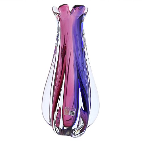 Glass Of Venice Murano Glass Sommerso Ribbed Bud Vase - Rose and Blue