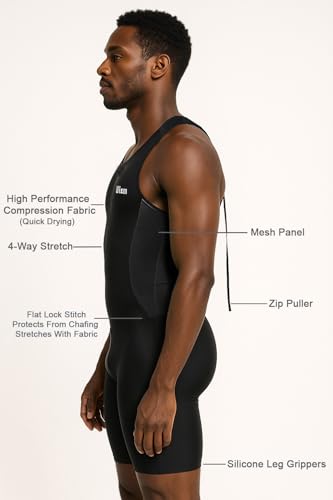 Wixen Terno masculino de triatlo de desempenho sem mangas, tecido acolchoado, secagem rápida, nataçã