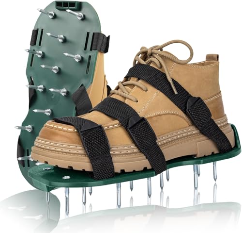 Best Boots for Lawn Care: Top Picks Reviewed 13 Dekvoraq Lawn Aerator Shoes for Grass, Heavy Duty Spike Aerating Shoes with Upgraded Adjustable Buckle Straps for Yard, Garden, Patio, Universal Fit for Men and Women