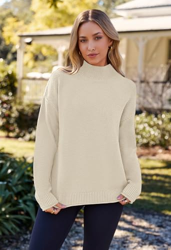 Image of MEROKEETY Women's Turtleneck Long Sleeve Sweater 2025 Fall Cozy Knit Loose Casual Trendy Pullover Tops Winter Clothes