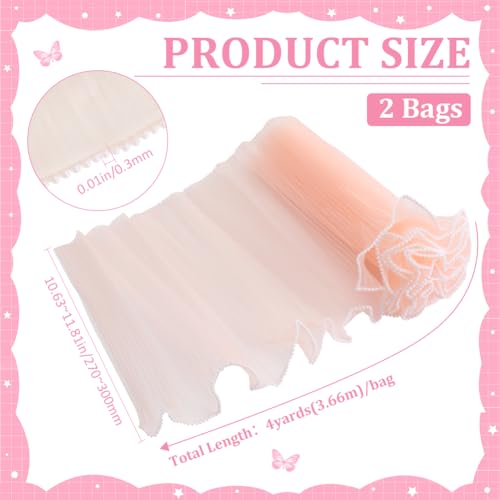 GORGECRAFT 8 Yards Pearl Edge Floral Packaging Paper 30cm Wide Flower Wrapping Mesh Paper Pink Wrinkled Wavy Organza Net Bouquet Gifts Packaging Paper for Wedding Valentine's Day Florist DIY Decor - Image 2