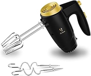 Q House Hand Mixer Electric Whisk, 5 Speed Kitchen Food Mixer for Baking, Cakes, Cookies and More. Electric Hand Whisk, Dough Mixer and Whisk Attachments, Black