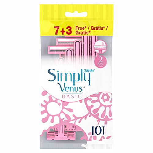 Gillette Simply Venus 2 Maquinillas Desechables Para Mujer, 10 Uds