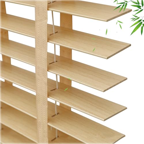 KGUDYS Store en Bois 40cm 80cm 120cm 150cm De Large,Stores Vénitiens Naturels,Stores Horizontaux à Lamelles De 50mm,Stores Vénitiens en Bois pour Fenêtres Occultantes,172 Tailles,WxH-70x130cm/28x51in