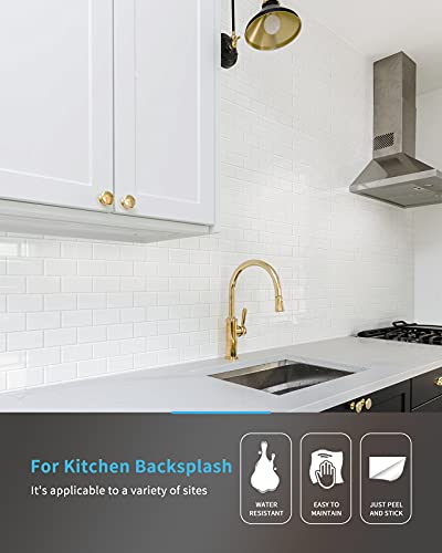 Art3d 10-Sheet Peel and Stick Tile Backsplash - 12'x12' Premium Kitchen Backsplash Peel and Stick Tile, White