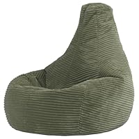 icon Dalton Kids Bean Bag, Sage Green, Cord Kids Bean Bag Chair with Filling Included for Girls and Boys, Childrens Chair, Beanbags for Children, Playroom Décor, Bedroom Accessories