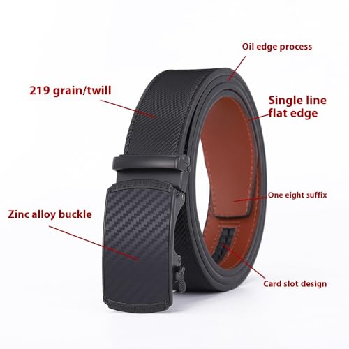 Men's Genuine Leather Automatic Buckle Belt - Embossed Business Casual Design, Multi-Size Adjustable3