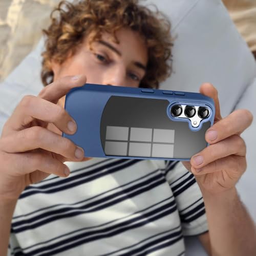 Image of KARWAN️Fusion Edge Leather Transparent Mobile Back Case | Slim Fit | Anti-Fingerprint| Scratch-Resistant | Premium Grip | Shockproof case | Back Cover for Samsung Galaxy S24 Plus || Blue
