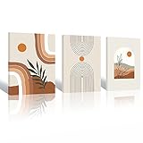 Boho Wall Art Set of 3: Mid-Century Modern Wall Prints with Minimalist Abstract Geometric Designs, B