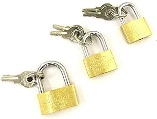 SystemsEleven® Brass Padlock Security Locker - Storage Unit School Gym Locker, Fence, Toolbox, Hasp Storage - Pack of 3 - 20mm 25mm 30mm