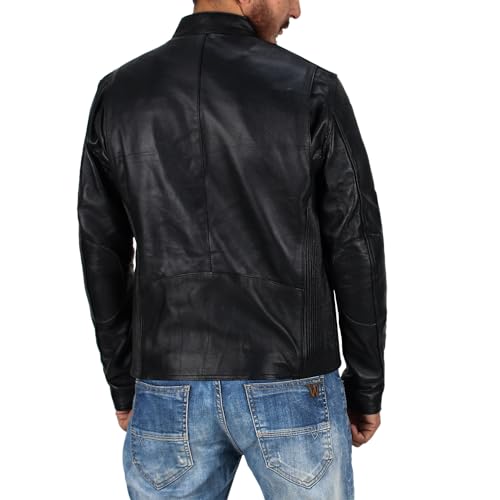 Laverapelle Men's Genuine Lambskin Leather Jacket (Black, Biker Jacket) - 15010082