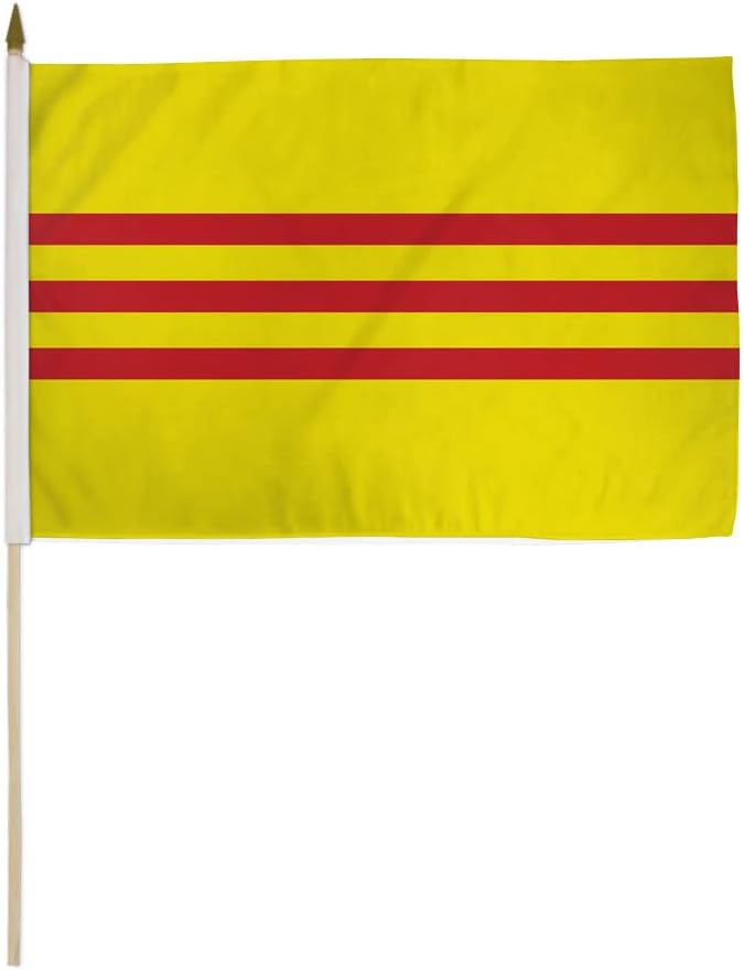 South Vietnam 12x18in Stick Flag - 1 dozen pack
