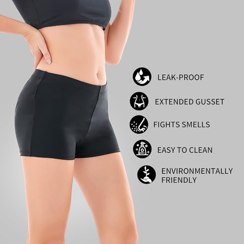 Leakproof Period Swimwear Boy Shorts for Women & Teen Girls - Swim Confidently with Absorbent Menstrual Swim Bottoms2