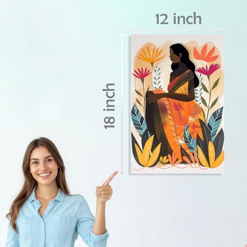 Image of SiddArtify - Indian Women Art Prints - Eclectic Bohemian Illustrations Wall Decor - 300GSM - 12x18 Inch - Pack of 6 Wall Decoration art Poster Prints