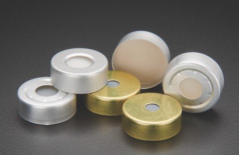 JG Finneran 5143PR-20 Aluminum Seal with 0.100" PTFE/Silicone Septum, Pressure Release, 20mm Cap Size, Silver (Case of 100)