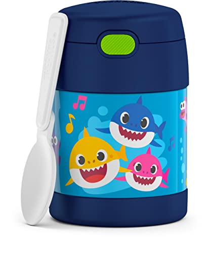 Image of THERMOS FUNTAINER 10 Ounce Stainless Steel Vacuum Insulated Kids Food Jar with Spoon, BABY SHARK