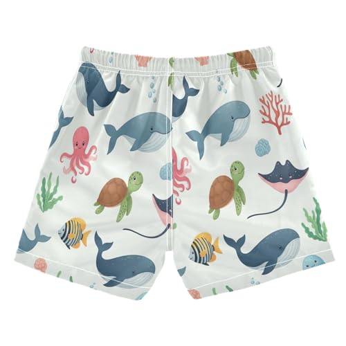 Swimming Trunks for Kids, Big Boys Swim Trunks 2t, Cute Sea Animals Whales2