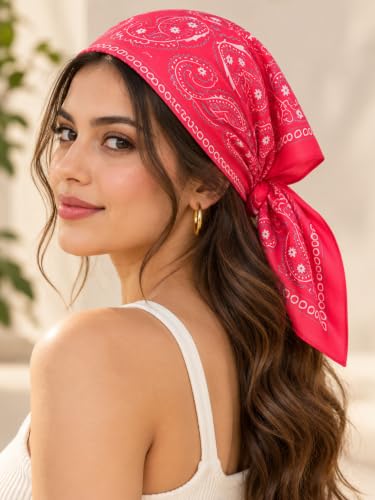 Image of Ravaiyaa - Attitude is everything Women Printed Silk Bandana 21 x 21 Inch Square Headband & Hair Wrap, Soft & Versatile | Fashion Neck Wrap