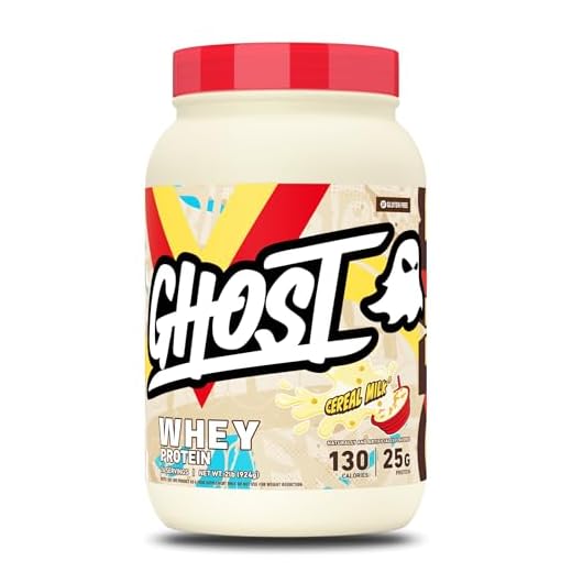 GHOST WHEY Protein Powder, Cereal Milk - 2lb, 25g of Protein - Whey Protein Blend - ­Post Workout Fitness & Nutrition Shakes, Smoothies, Baking & Cooking - Soy & Gluten-Free