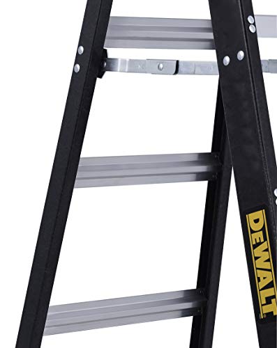 DeWalt DXL3010-07 7-Feet Fiberglass Stepladder Type IA with 300-Pound Duty Rating, 7-Feet, Color may vary,Black