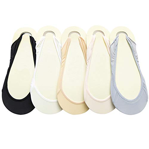 5 Packs SYAYA Girls' Striped Low Cut Liner Socks No Show Boat Socks Women CW1(Black,white,pink,gray,skin)