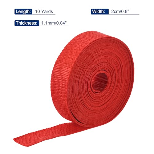 Image of MECCANIXITY Lightweight Polypropylene Webbing Strap 0.8 inch 10 Yard Backpack Strapping Band Red for Outdoor Luggage Cargo Straps