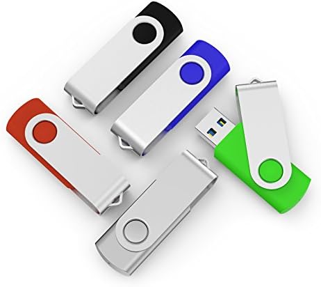 TOPESEL 5 Pack 16GB USB 3.0 Flash Drive Memory Stick Thumb Drives (5 Mixed Colors: Black Blue Green Red Silver)