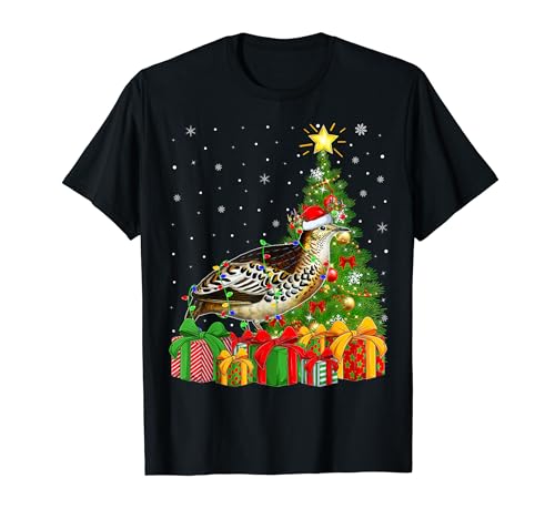 Quail Bird Xmas Tree Lighting Santa Quail Christmas T-Shirt