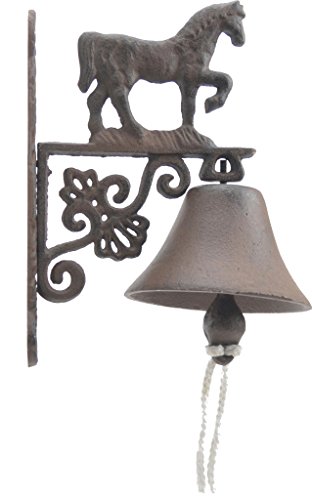 Cast Iron Dinner Bell Walking Horse Distressed Brown