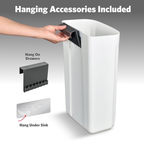 Glad Roomate Under Counter Waste Bin | Space Saving Small Trash Can for Kitchen Cabinet, Bathroom or Office | Dual Lid for Ease of Opening, 12 Liter, White - image 4