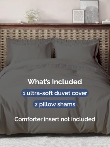 Image of Duvet Cover Super Queen Size - 3 Piece with Zipper Closure - Charcoal
