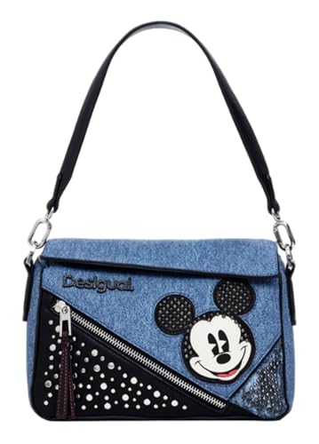 Desigual Bag_Mickey Deni, 5008 Denim Dark Blue, U, Sac à Main en polyuréthane Femmes, Bleu