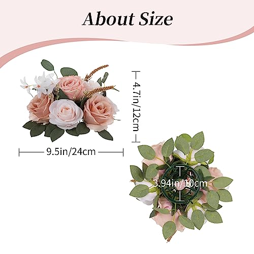 BLOSMON Artificial Flowers Ball Wedding Centerpieces 2 Pcs Rose Artificial Flower Center Pieces Decoration for Table Silk Kissing Ball Faux Floral Bouquet Arrangements for Home Party DIY Decor - Image 4