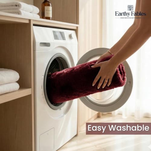 Image of Earthy Fables Plush Microfiber Bath Mat, Quick Dry, Anti-Skid, Water Absorbent, Non-Slip, Machine Washable Floor Rug, Shower Mat, Door Mat for Bathroom, Bedroom, 75 x 45 cm - Wine