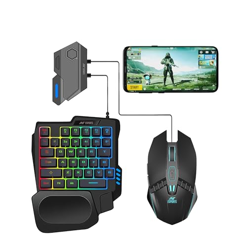 Image of Ant Esports MG401, 4 in 1 Mobile Game Combo Pack with RGB Backlit 35 Keys Mini Gaming Keyboard and Mouse, Phone Holder, Adapter with Mobile Game Converter for PubG, COD & Many FPS Games Andriod /iOS